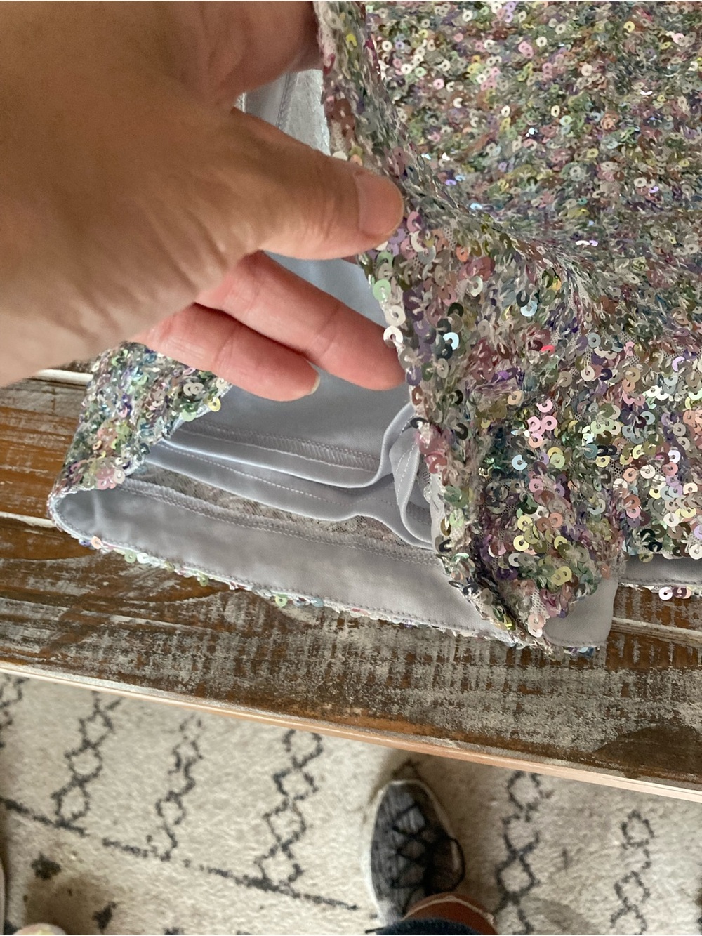 Lulu's Iridescent Pastel Sequin Skater romper